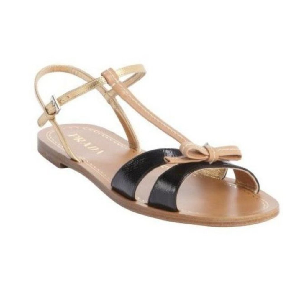 Prada leather bow sandals